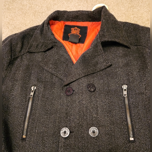 Rock Revival Charcoal Gray Wool Blend Modern Double-breasted Peacoat - size XL - Picture 8 of 8